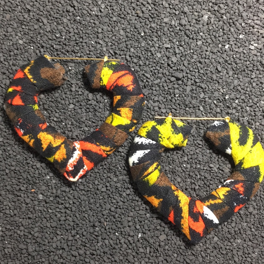 Handmade Fabric Heart Shape Earrings